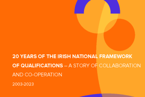 Cover of report titled 20 Years of the Irish National Framework of Qualifications - a story of collaboration and co-operation 2003-2023