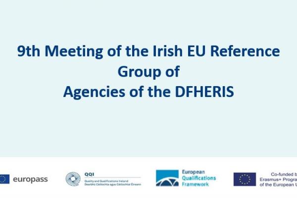title slide of presentation showing 9th Meeting of the Irish EU Reference Group of Agencies of the DFHERIS