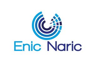Logo of the ENIC-NARIC organisation which shows four concentric circular shapes that go from dark blue in the centre to lighter blue on the outer ring. 