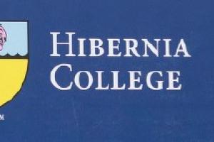 Hibernia College logo on blue background