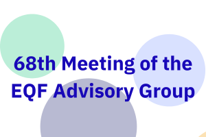 text 68th Meeting of the EQF Advisory Group on a white background with blue and green circles