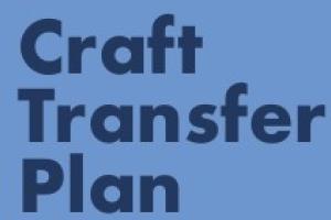 Words Craft Transfer Plan on a blue background