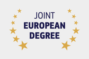 alt="The words 'Joint European Degree' with yellow stars to each side."